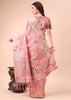 Pastel Pink Woven Linen Cotton Silk Saree