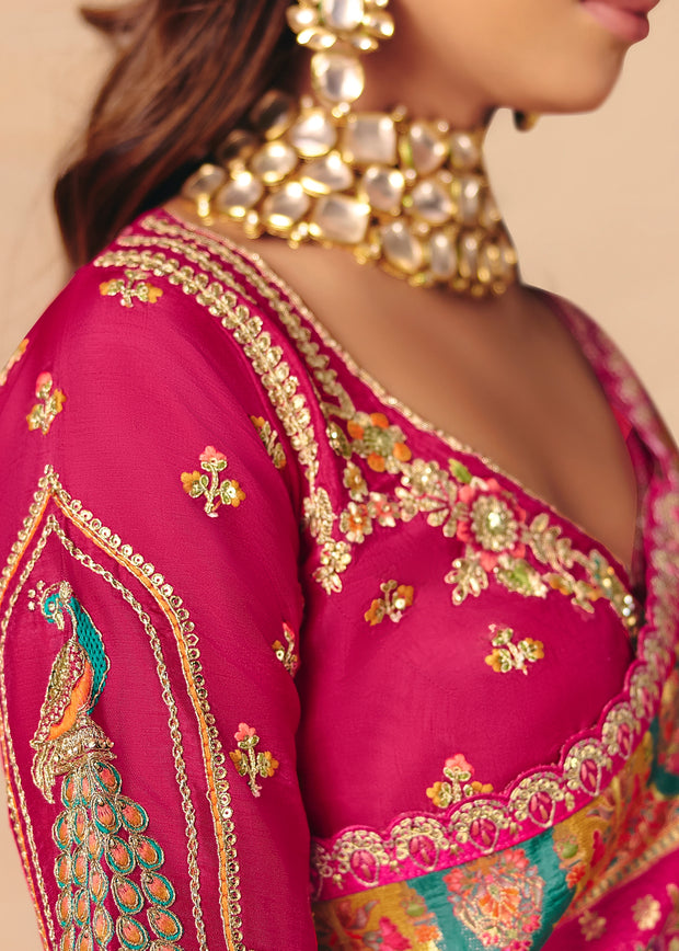Princess Pink Designer Embroidered Saree