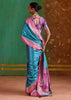 Vivid Blue Banarasi Satin Silk Saree