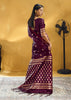 Wine Purple Woven Banarasi Satin Silk Saree