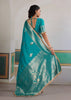 River Blue Woven Banarasi Satin Silk Saree