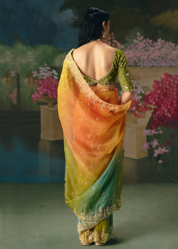 Multicolor Embroidered Designer Saree