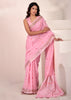 Lilac Pink Woven Linen Silk Saree