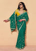 Cadmium Green Embroidered Designer Tissue Saree