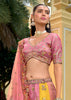 Golden Yellow Pink Embroidered Lehenga