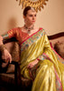 Golden Yellow Woven Banarasi Tissue Silk Saree