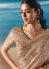 Beige Satin Organza Embroidered Saree