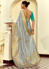 Sterling Grey Woven Banarasi Designer Silk Saree With Contrast Blouse