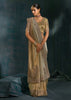 Grey Green Embroidered Designer Tissue Saree