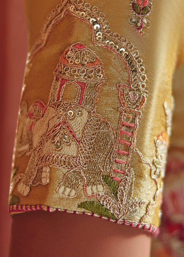 Mellow Green Designer Embroidered Saree