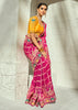 Magenta Pink Embroidered Georgette Bandhej Saree