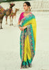 Yellow & Green Woven Georgette Bandhej Designer Saree