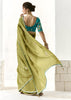 Lime Green Designer Organza Tissue Silk Saree