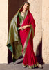 Red & Green Woven Crepe Georgette Saree