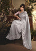 Platinum Grey Tissue Organza Designer Saree