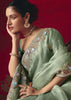 Antique Green Designer Embroidered Saree