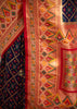 Inaya : Blue Ikat Patan Patola Banarasi Saree with Brocade Border