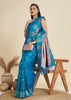 Deep Aqua Blue Woven Bronze Zari Paithani Silk Saree