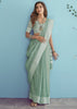 Haze Blue Woven Linen Silk Saree