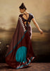 Deep Maroon Printed Satin Silk Saree