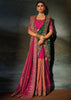 Rani Pink Embroidered Kanjivaram Silk Saree With Dupatta