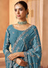 Parisian Blue Designer Tissue Silk Saree