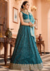 Coral Blue Tissue Silk Embroidered Lehenga