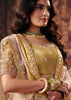 Golden Beige Designer Satin Silk Saree With Embroidered Blouse
