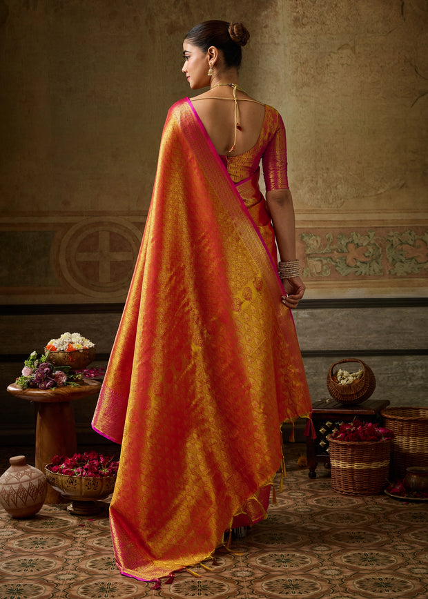 Burnt Orange Woven Kanjivaram Silk Saree