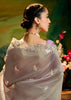 Slate Grey Heavy Embroidered Designer Silk Saree With contrast Blouse