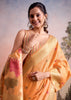 Orange Peach Woven Linen Cotton Silk Saree