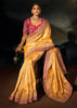 Mustard Yellow Embroidered Silk Saree