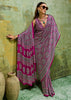Plum Purple Printed Satin Silk Saree