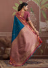 Coral Blue Woven Tussar Silk Saree
