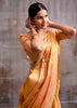 Peach Pink Woven Tissue Silk Saree