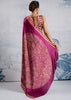 Fuchsia Purple Satin Silk Saree with Ajrakh Printed Pallu and Blouse
