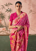 Blossom Pink Woven Georgette Bandhej Saree