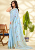 Sky Blue Woven Linen Silk Saree