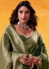 Mehndi Green Woven Tusser Silk Saree