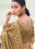 Almond Brown Woven Embroidered Soft Silk Saree