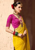Vibrant Yellow Woven Crepe Georgette Saree