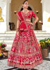 Royal Red Embroidered Silk Bridal Lehenga With Double Dupatta