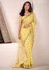 Lemon Yellow Woven Linen Silk Saree