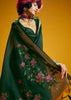 Dark Green Woven Munga Cotton Silk Saree