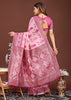 Blush Pink Woven Cotton Linen Silk Saree