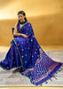 Indigo Blue Woven Banarasi Satin Silk Saree