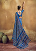 Parisian Blue Printed Satin Silk Saree