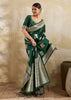 Forest Green Woven Banarasi Silk Saree