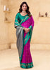 Magenta Pink Woven Satin Silk Saree