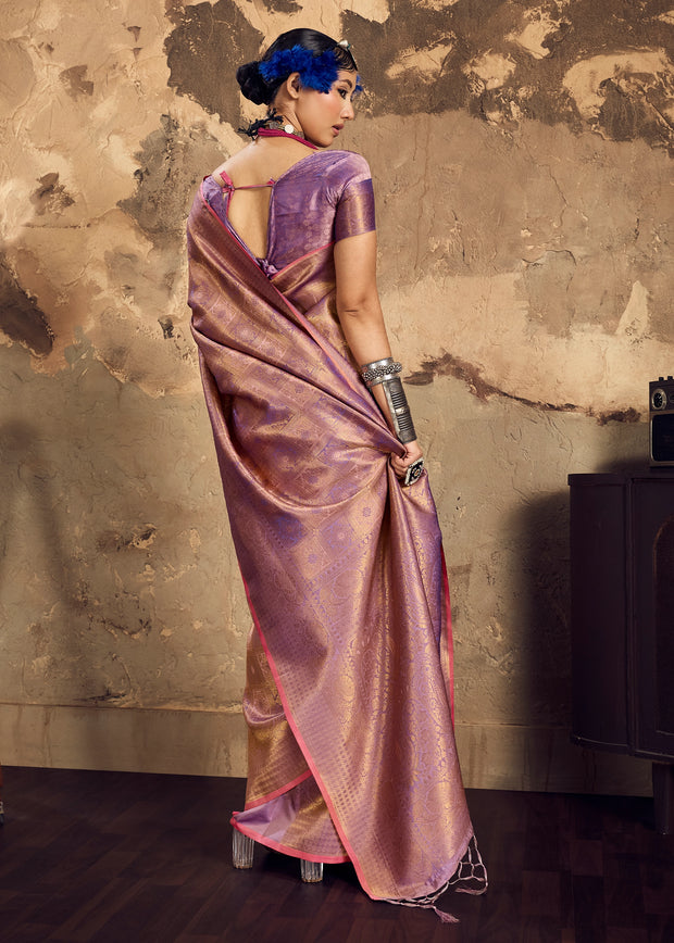Metallic Purple Woven Kanjivaram Silk Saree